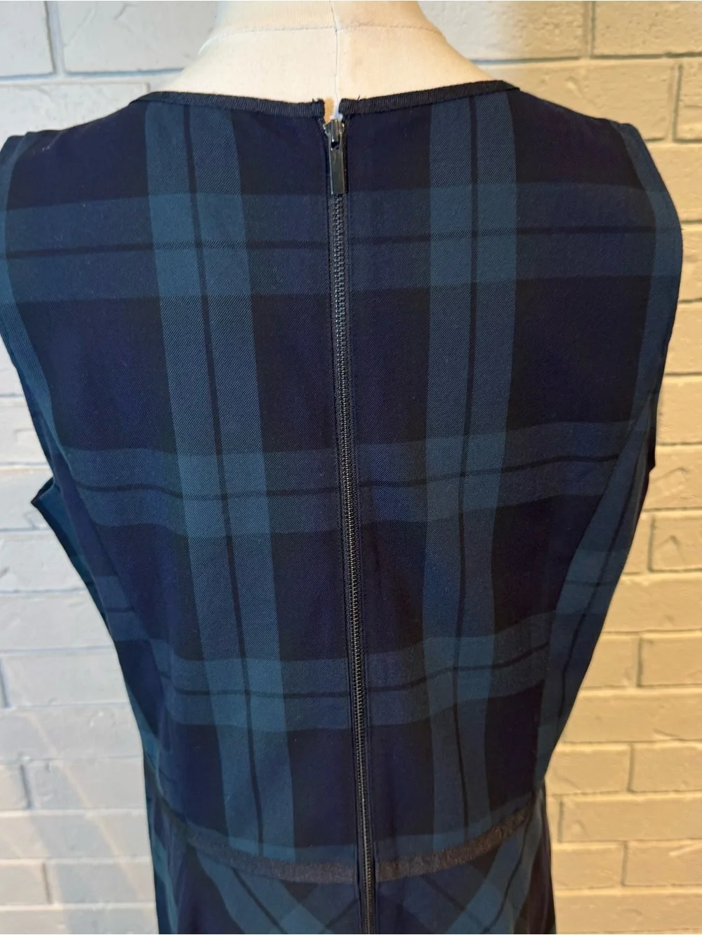 Loft Sleeveless Navy Plaid Dress Womens 12 NWT